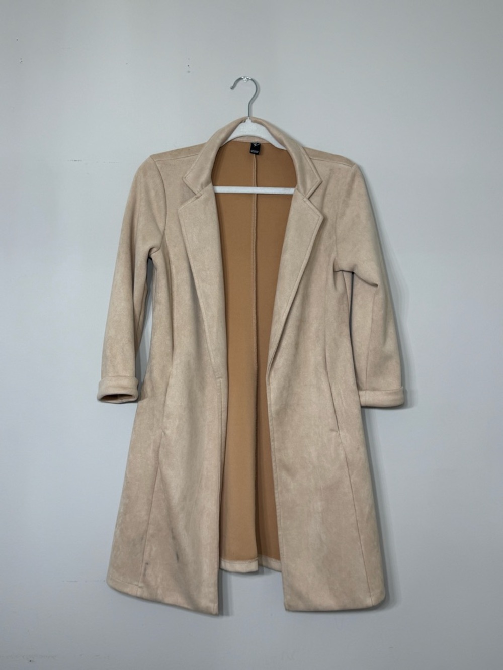 Women’s Open-Front Long Cream Coat